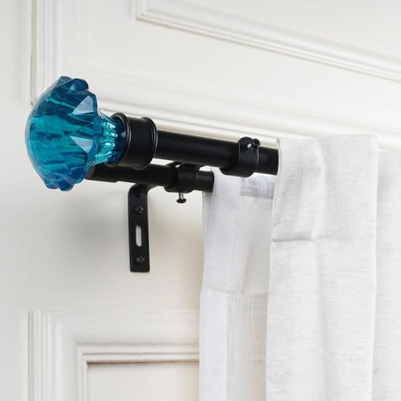 Etherea Duo Extendable 1" Double Curtain Rod With Urn Finial & Brackets (Blue) media 4