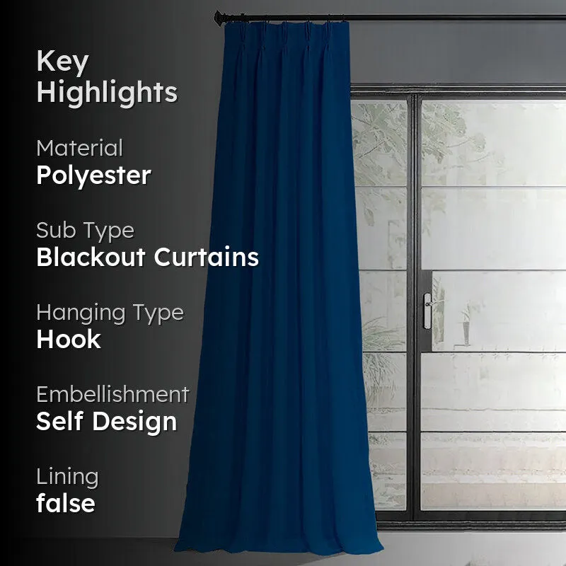 Noir Triple Pinch Pleat Blackout Curtain - Royal Blue media 2