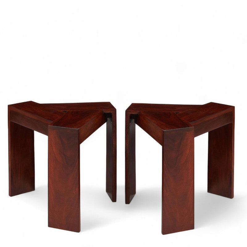 Iverox Sheesham Wooden Side & Bedside Table (Brown) - Set Of Two media 5