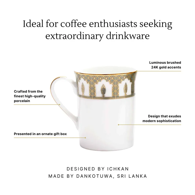 Gilded Chinar Classic 24k Gold Brushed Porcelain Coffee Mug (300 mL Each) - Set Of Four media 6