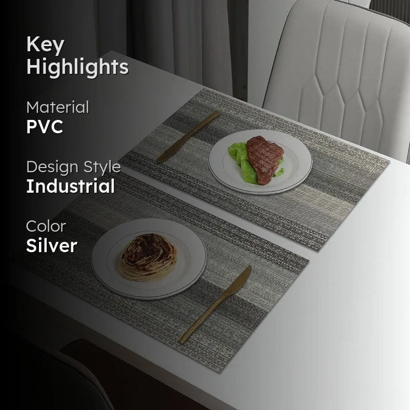 Lioren Silver Rectangle PVC Table Mats - Set Of Two media 2