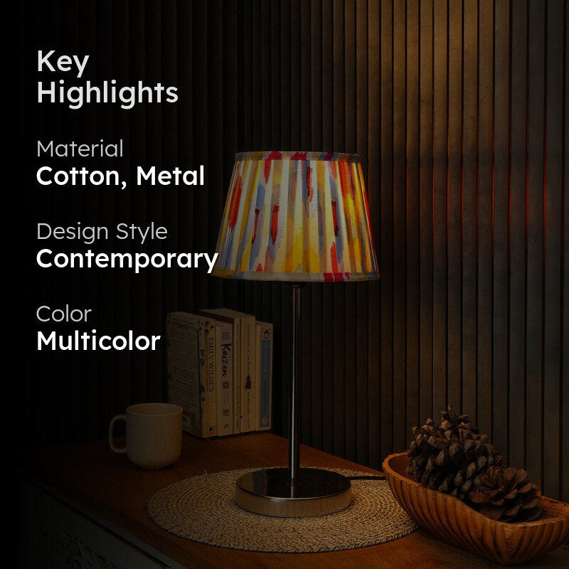 Arcadian Bloom Metal Base Cotton Table Lamp - Multicolor media 2
