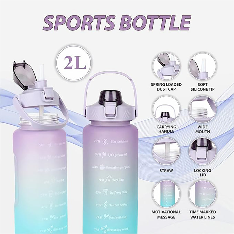 Ombre Sip Water Tumbler With Straw & Stickers (Purple,Blue) - 2 L media 7