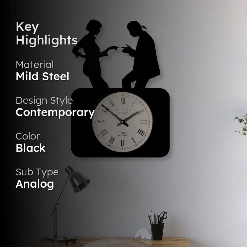 Dancer Steel Analog Wall Clock - Black media 2