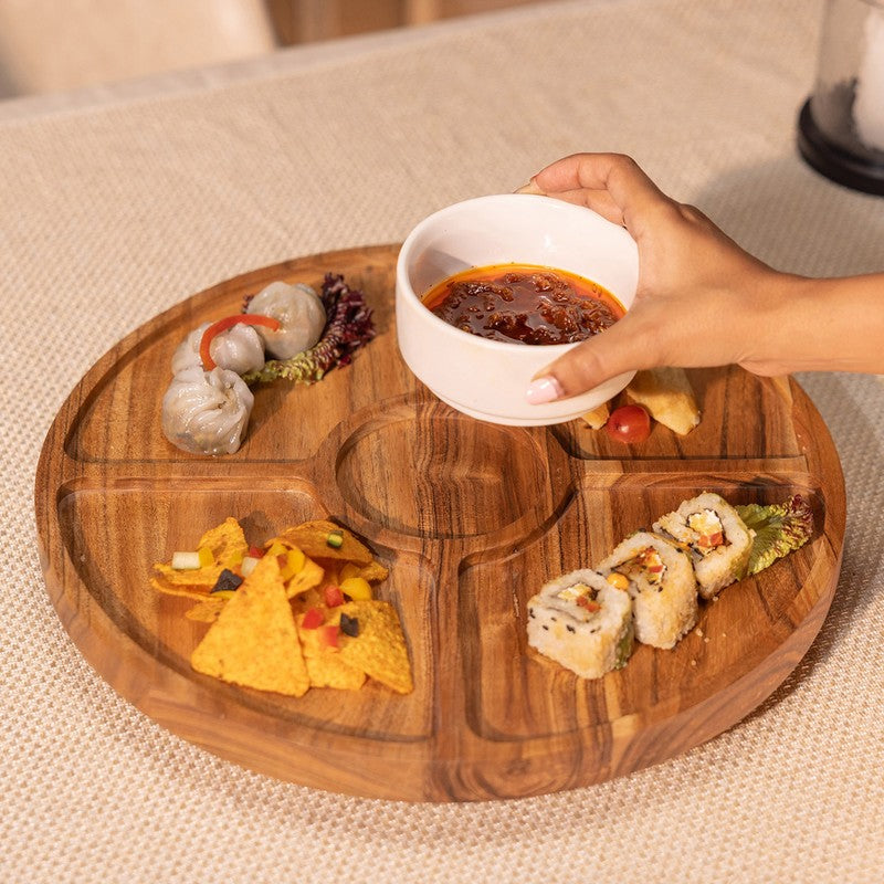 Forest Edge Snack (Wood,Ceramic) Platter - Two Piece Set