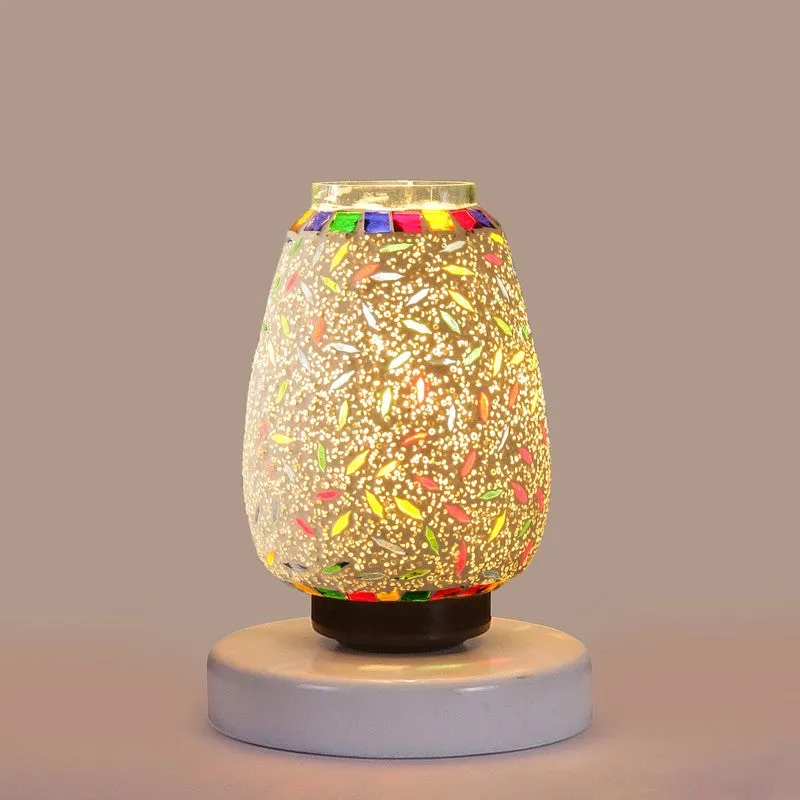 Glanex Glass Table Lamp With Wooden Base - Multicolor media 6