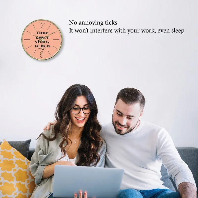 Time Never Stops Round Analog Wall Clock - Peach media 5