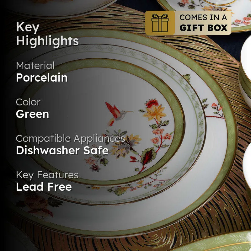 Painted Blooms 24k Gold Brushed Porcelain Dinner Set - 33 Piece Set media 2