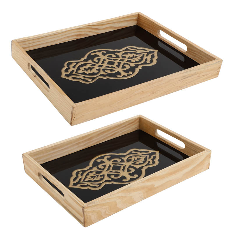 Embossed Grandeur Serving Tray - Set Of Two media 3