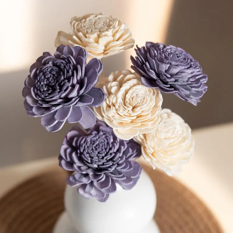 Estar Solawood Flower Sticks (Ivory & Purple) - Set Of Ten media 4