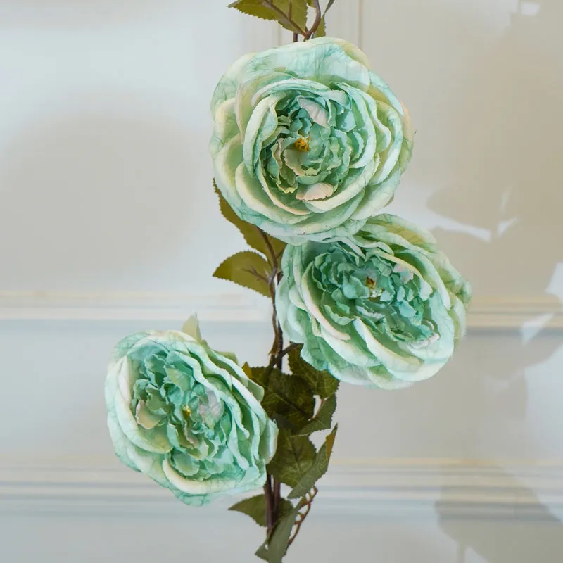 Faux Autumn Peony Flower Stick (Blue) - 35 CM media 4