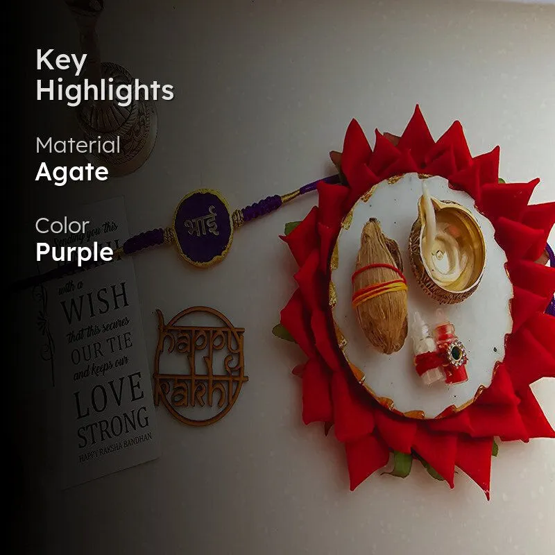 Bhai Behen Bond Purple Agate Rakhi Gift Set media 2
