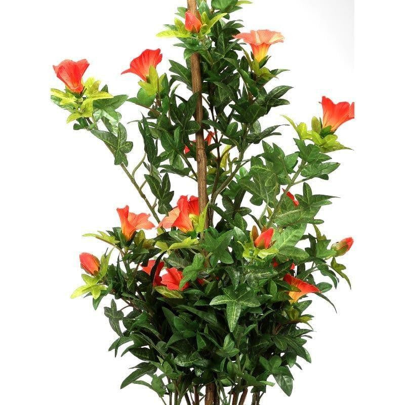 Faux Tall Morning Glory Bonsai In Ceramic Pot (50 cms) - Orange media 3