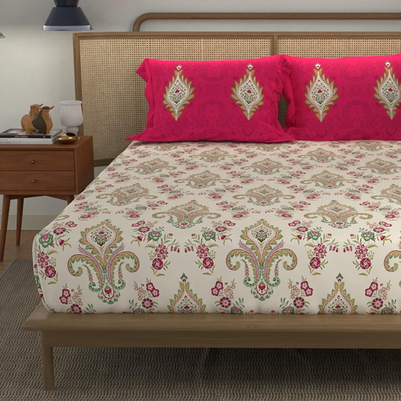 Urban Space Lyssa Cotton Bedsheet (Pink) - 144 TC media 4