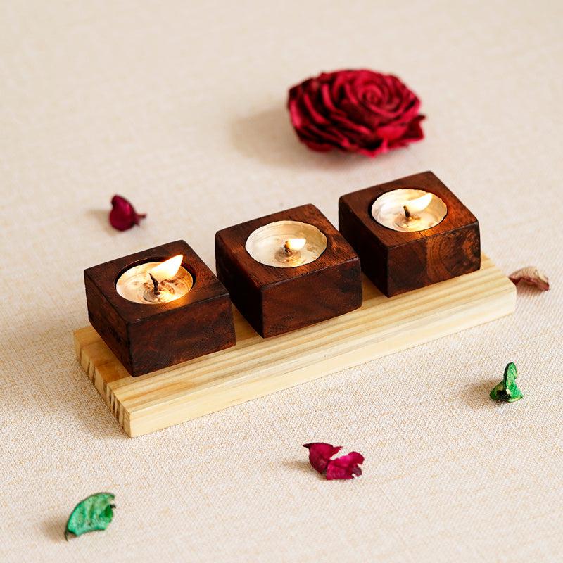 Woodland Ember Wood Tea Light Holder