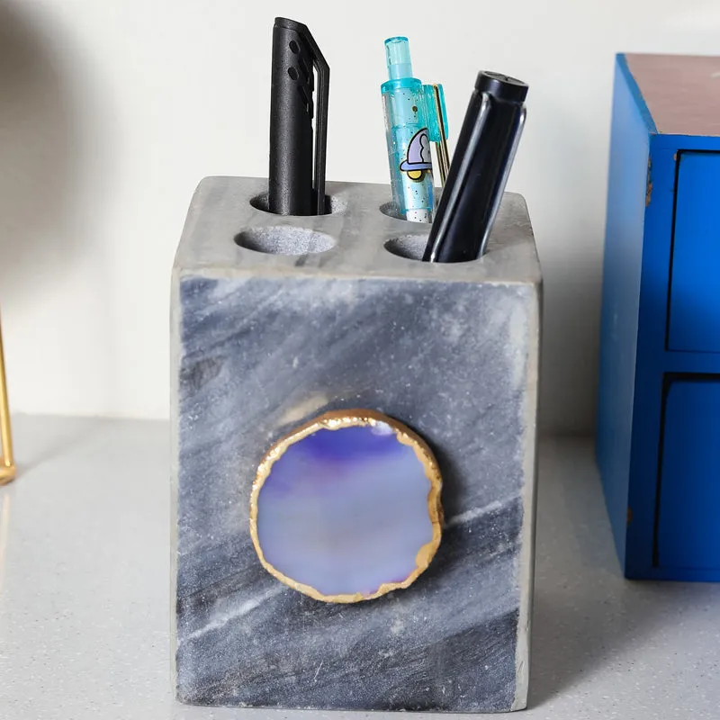 Neiro Marble & Agate Stationary Holder - Blue media 3