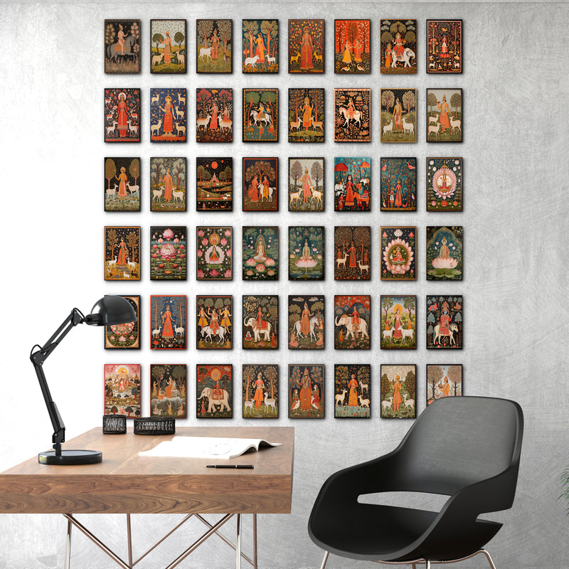 Madhubhani Collage Wall Poster - Set Of Fifty Four