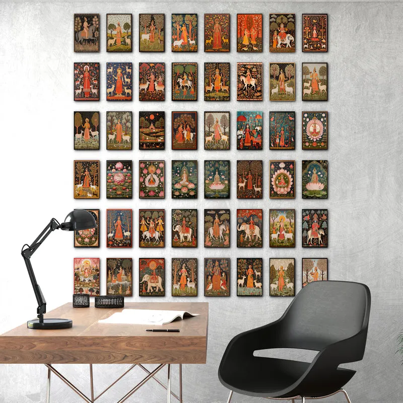 Madhubhani Collage Wall Poster - Set Of Fifty Four media 1