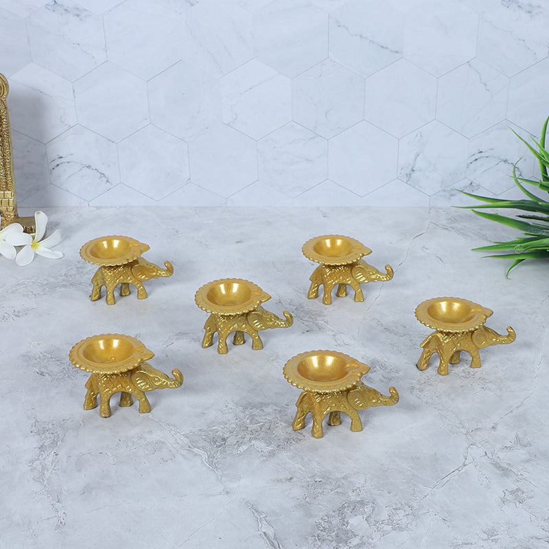 Elephant Iron Diyas - Set Of Six media 5