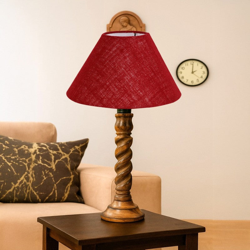 Elvane Aiven Wooden Table Lamp - Maroon media 4