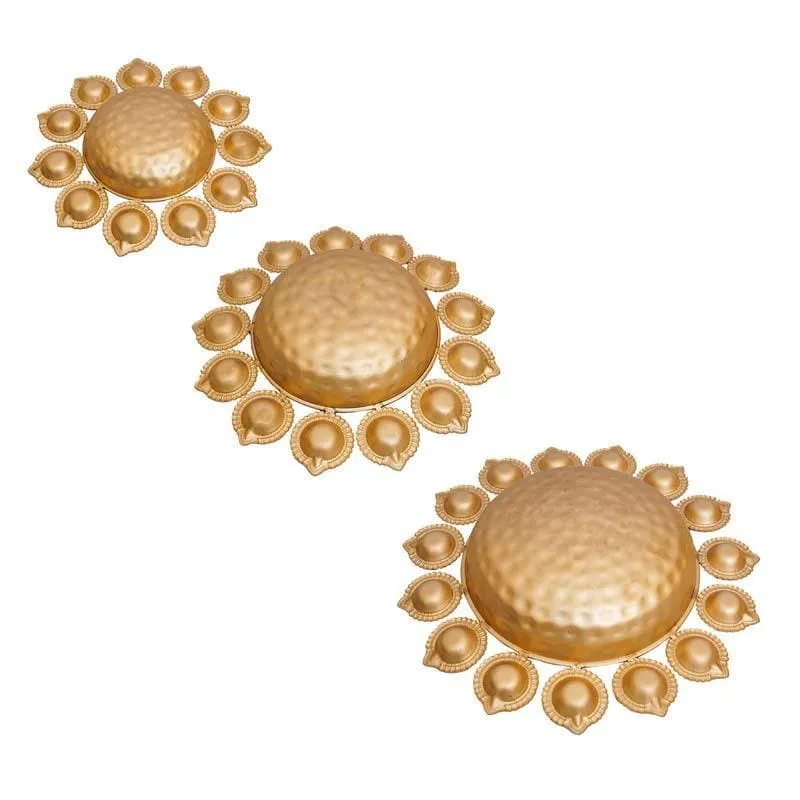 Gold Sunflower Urli- Set of Three media 5