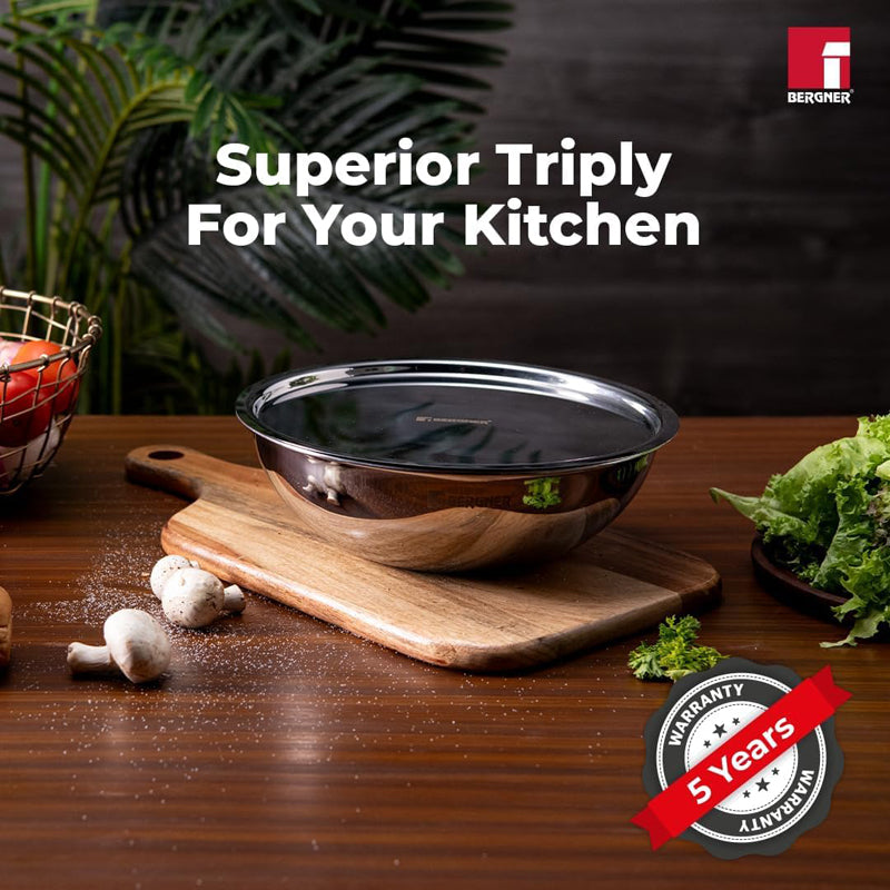Bergner Argent Triply Stainless Steel Induction Base Tasra With Lid - 1500 ML media 7