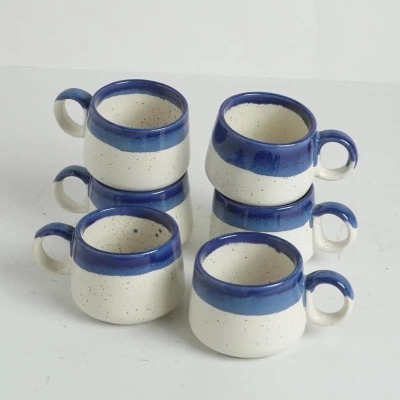 Nouvelle Ceramic Tea Cup (150 mL Each) /Blue)- Set of Six media 6