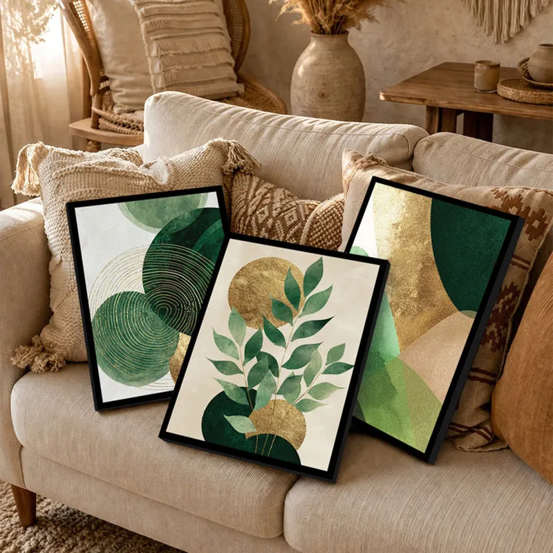 Emerald Rhythm Abstract Wall Art - Set Of Three media 4