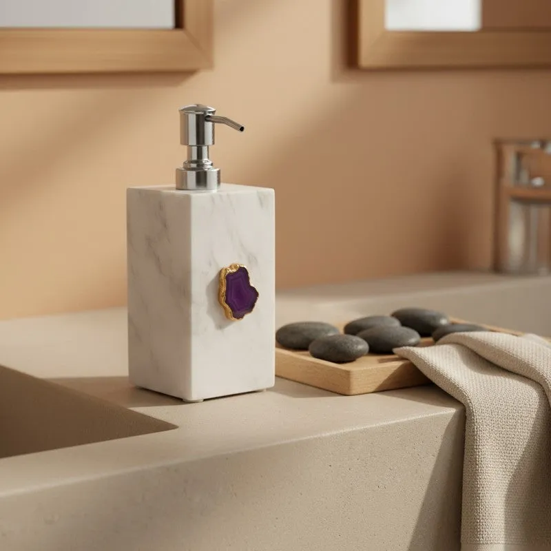 Kade Handcrafted Agate & Marble Soap Dispenser - Pink media 2