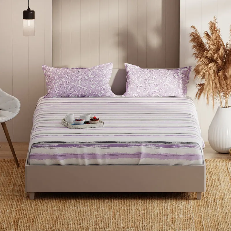 Pike Abstract Microfiber Bedsheet (Lavender) - 135 GSM media 3