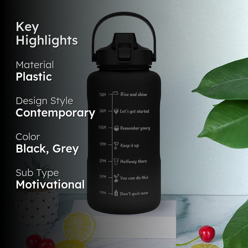 Ombre Sip Water Tumbler With Straw & Stickers (Grey,Black) - 2 L media 2