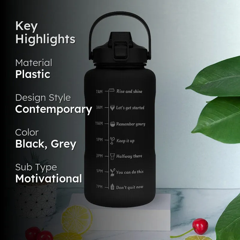 Ombre Sip Water Tumbler With Straw & Stickers (Grey,Black) - 2 L media 2
