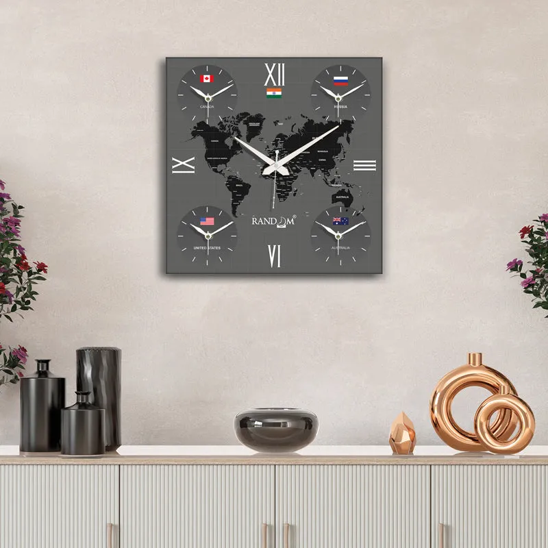 World Time Zone Wall Clock - Grey media 1