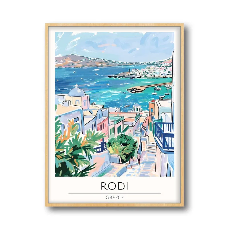 Vintage Rodi Framed Canvas Archival Canvas Wall Painting - Natural Brown Frame media 5