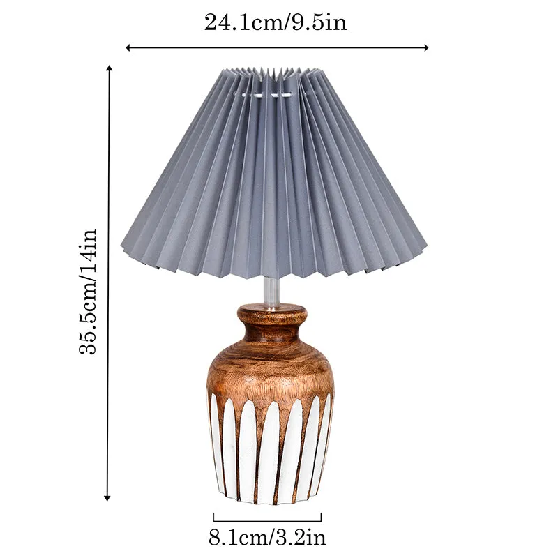 French Pleat Urn Wooden Table Lamp - Grey,Brown,White media 5
