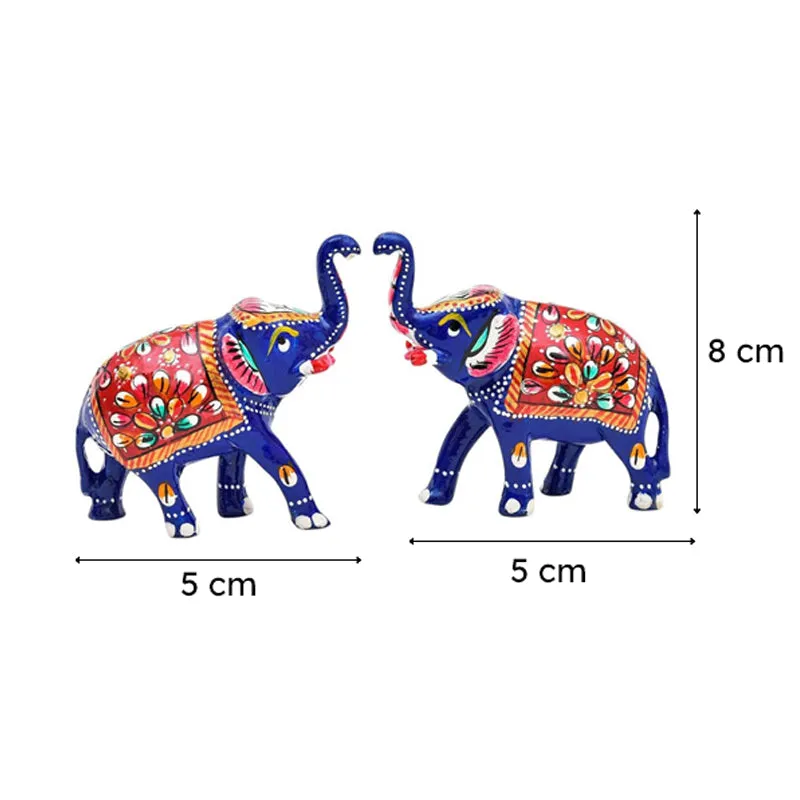 Hathi Hues Painted Metal Showpiece - Set Of Two media 7