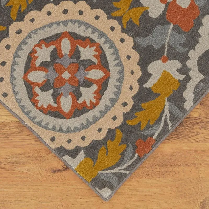 Paladin Hand Tufted Ethnic Wool & Nylon Carpet - Dark Grey media 4