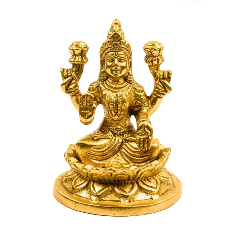 Lakshmi Inkamal Brass Showpiece - Gold media 4