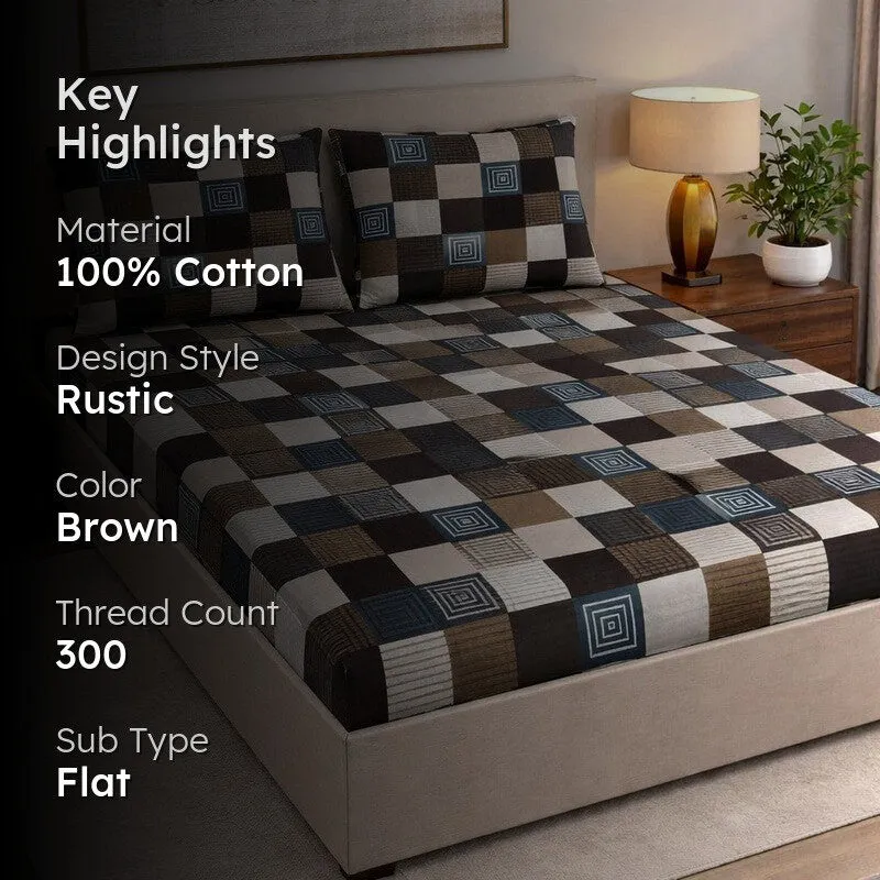 Classic Checks Cotton Bedsheet - 300 TC media 2