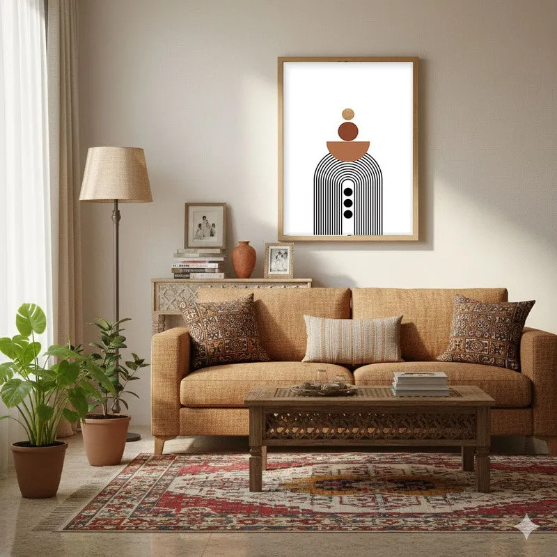 Earthen Rise Canvas Wall Painting With Brown Frame media 4