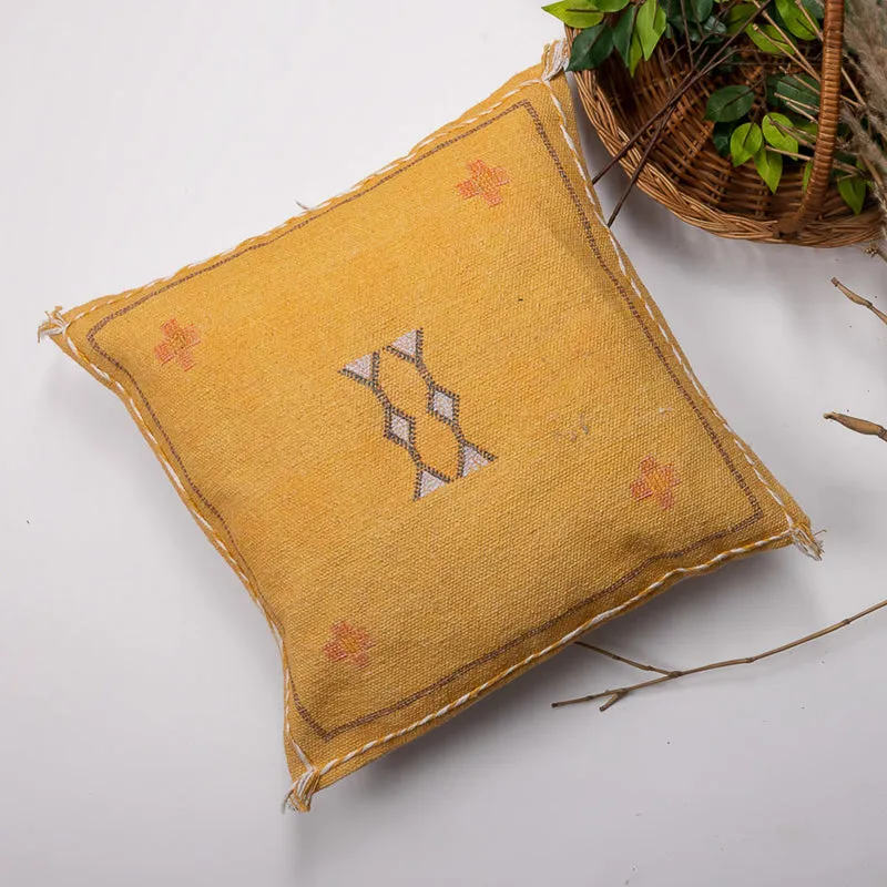 Tribal Glyph V Embroidered Cushion Cover - Yellow media 5