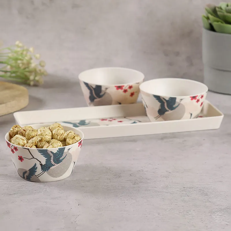 India Circus Sonnet Bone China Snack Bowl With Tray (150 mL) - Four Piece Set media 1