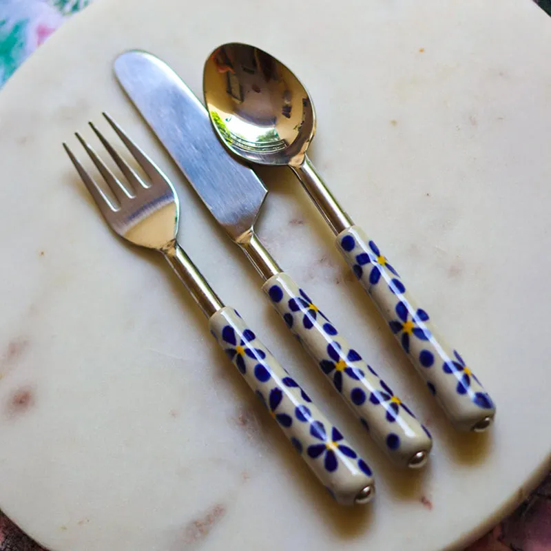Petal Drop Steel Cutlery Set - Set Of Three media 1