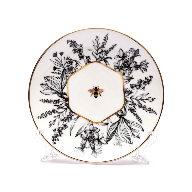Gilded Bee 24k Gold Brushed Porcelain Dinner Set - 33 Piece Set media 15