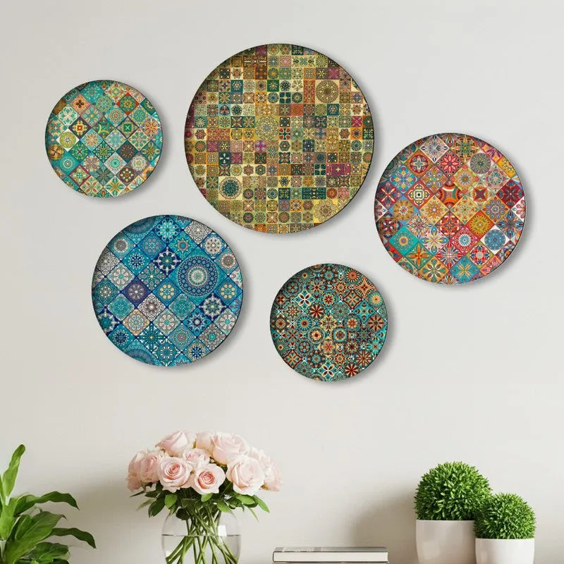 Vibrant Mosaic Metal Wall Plate - Set Of Five media 1