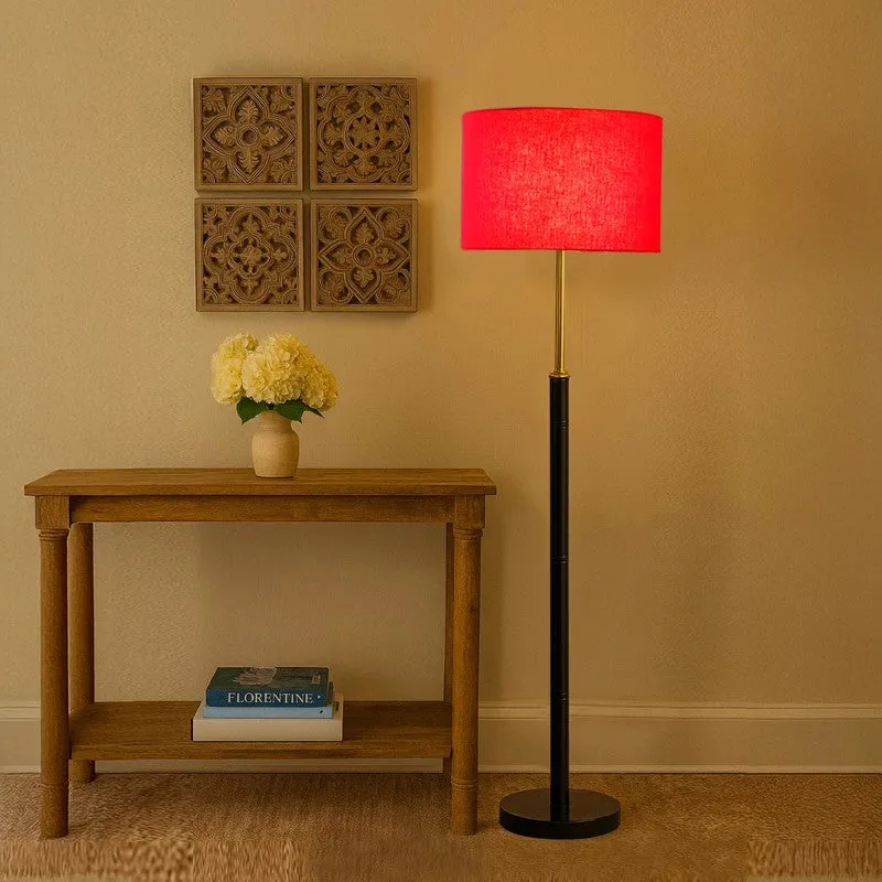 Nordic Glow Wooden Floor Lamp - Red media 1