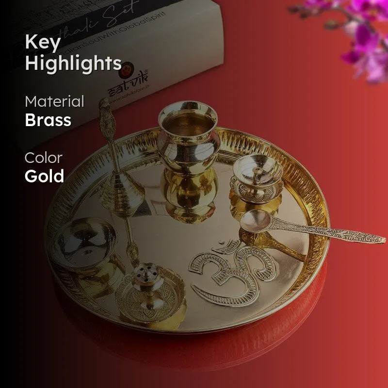 Om Brass Pooja Thali media 2