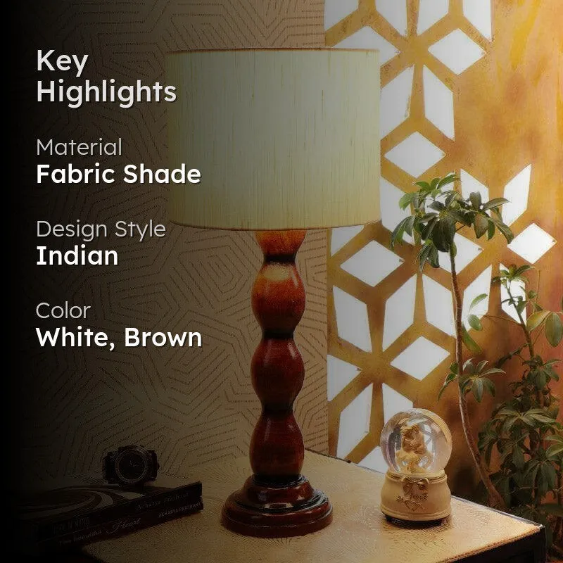 Urbane Winde Fabric Table Lamp - White,Brown media 2