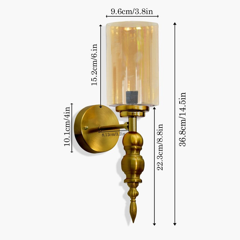 AuraGlow Versatile Glass & Metal Wall Lamp (Gold) - Set Of Two media 7