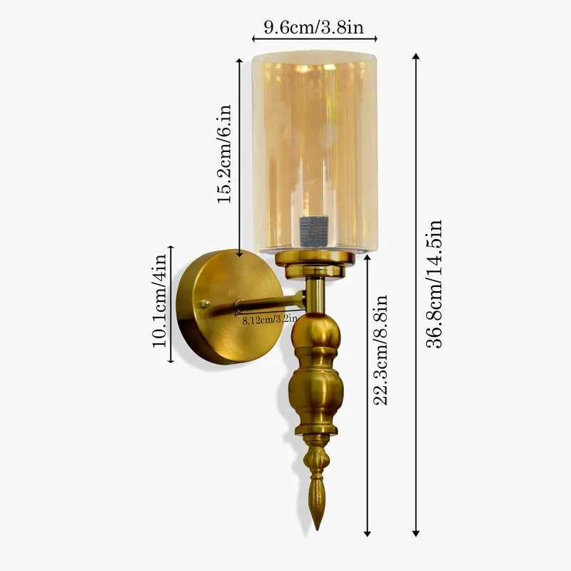 AuraGlow Versatile Glass & Metal Wall Lamp (Gold) - Set Of Two media 7